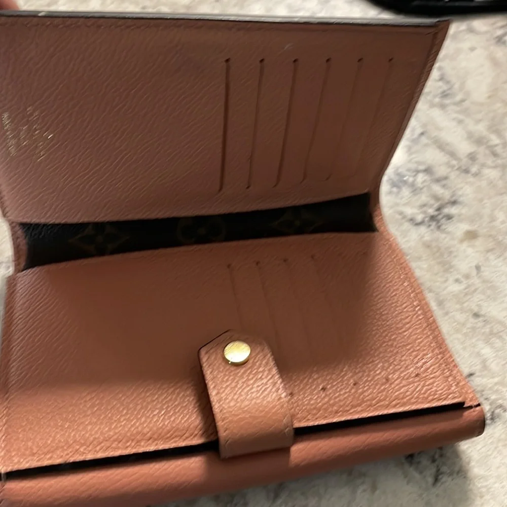Louis Vuitton Brown Monogram Canvas and Rose Brown Leather Wallet